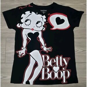 Betty Boop AOP Shirt Size Large Black Cartoon Animation